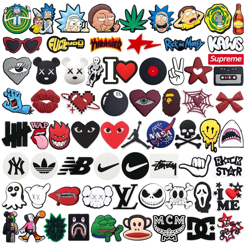 1 Pçs Logotipo Da Moda Dos Desenhos Animados PVC Sapato Encantos Acessórios Jardim Decorar DIY Destacável Sandália Fivel