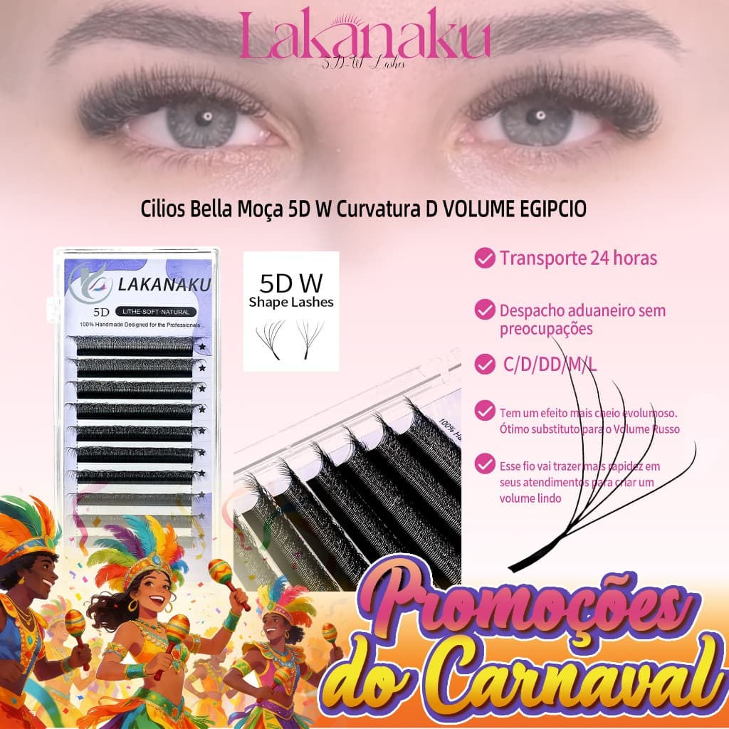 LAKANAKU 5D W Extensões De Cílios Em Forma De 0.07 C/D/DD/M/L Faux Mink Natural Pestanas Profissionais Suaves