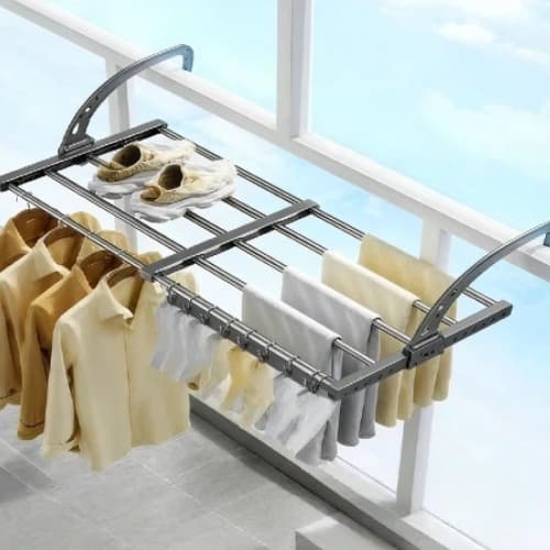 Varal Retrátil Dobrável Prático-Durável , Portátil Com Ganchos À Prova De Vento