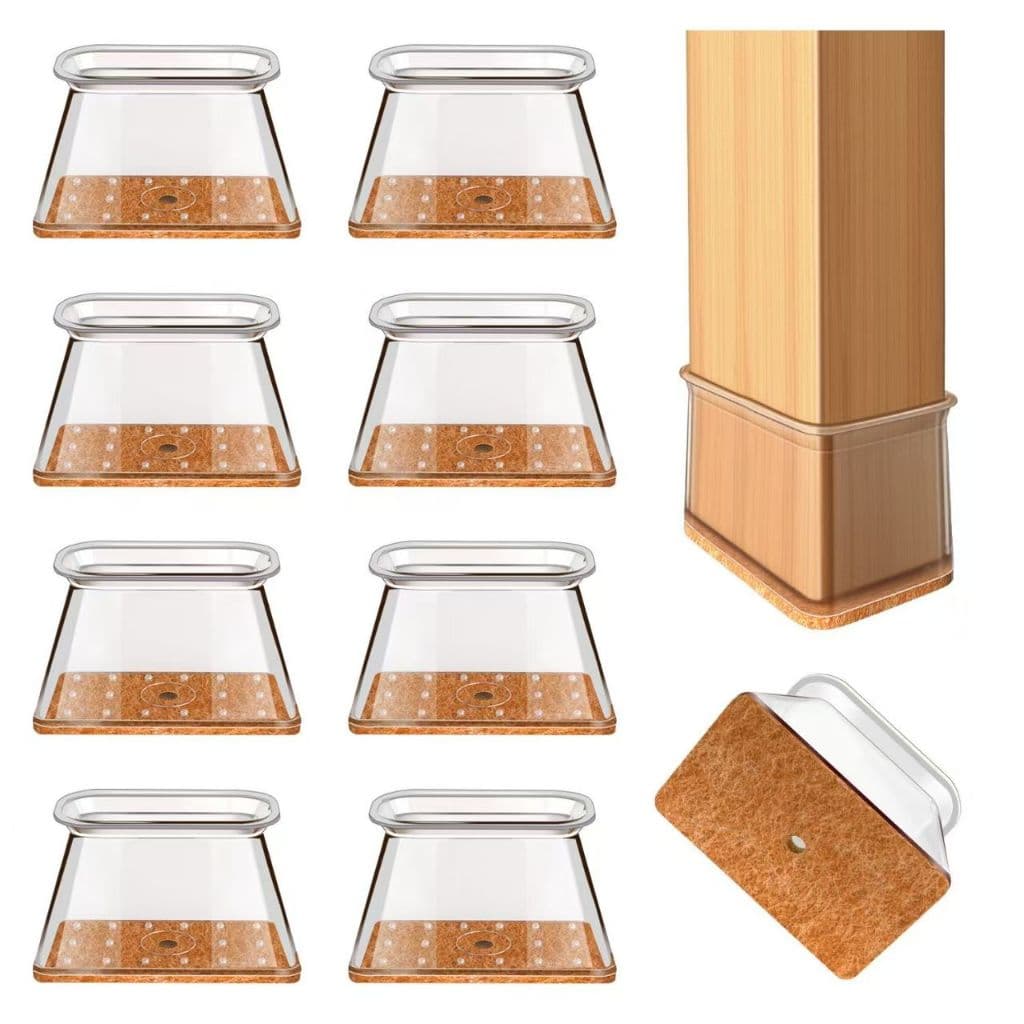 Conjunto De 8/12/16/24/32 Peças De Protetores De Perna De Cadeira De silicone Retangulares E Quadrados