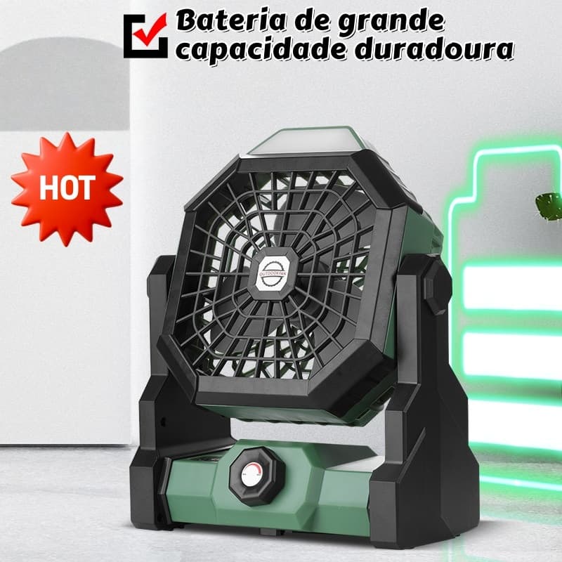 Ventilador De Acampamento Recarregável Portátil Com Led Luz Camping