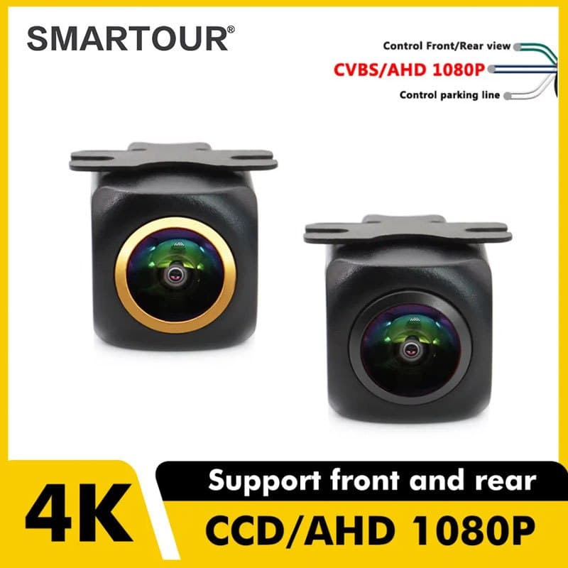 Smartour AHD 1080P 180 Graus Dourado Fisheye Ajustável Frente Do Carro Reverso Backup Câmera De Visão Traseira Para Veíc
