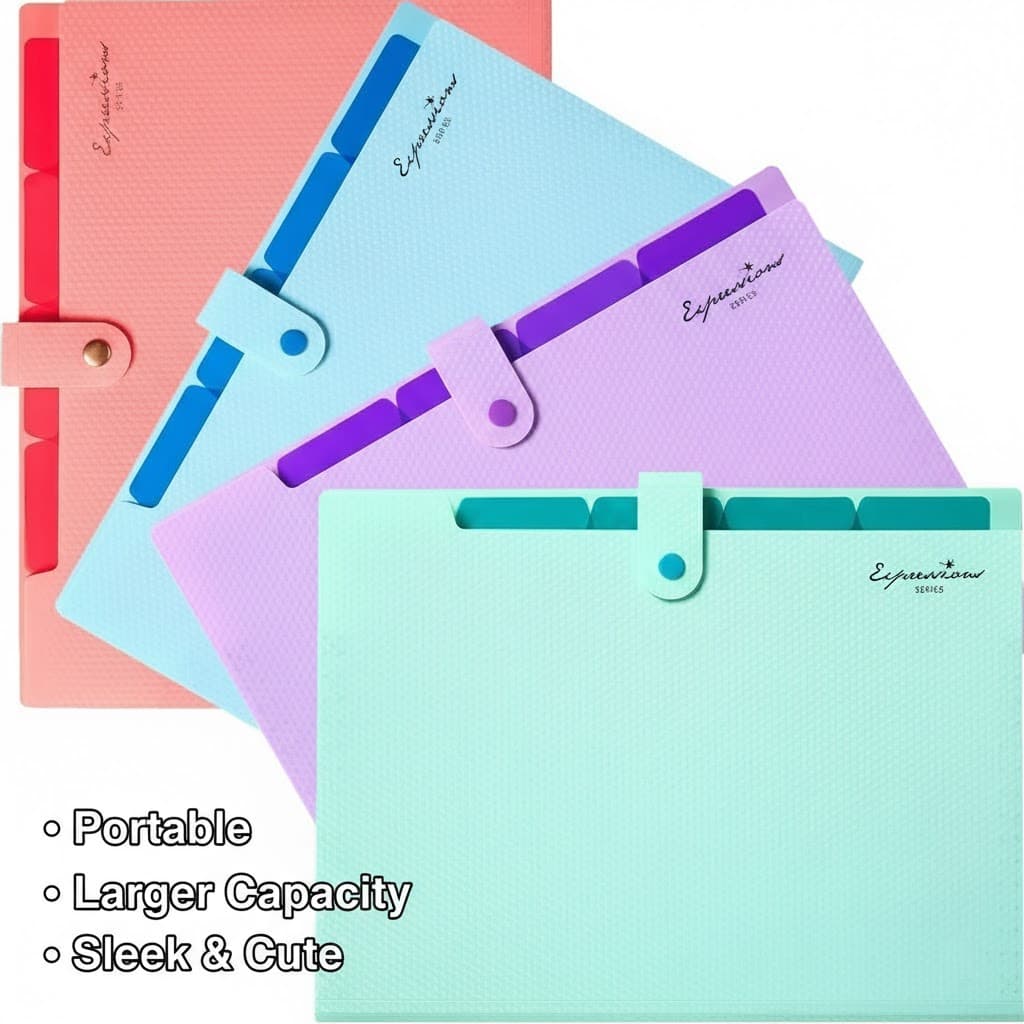 Pasta De Arquivo Expansível Portátil Organizador De 5 Bolsos Para Volta Às Aulas A4-Armazenamento De Estudo Do Aluno