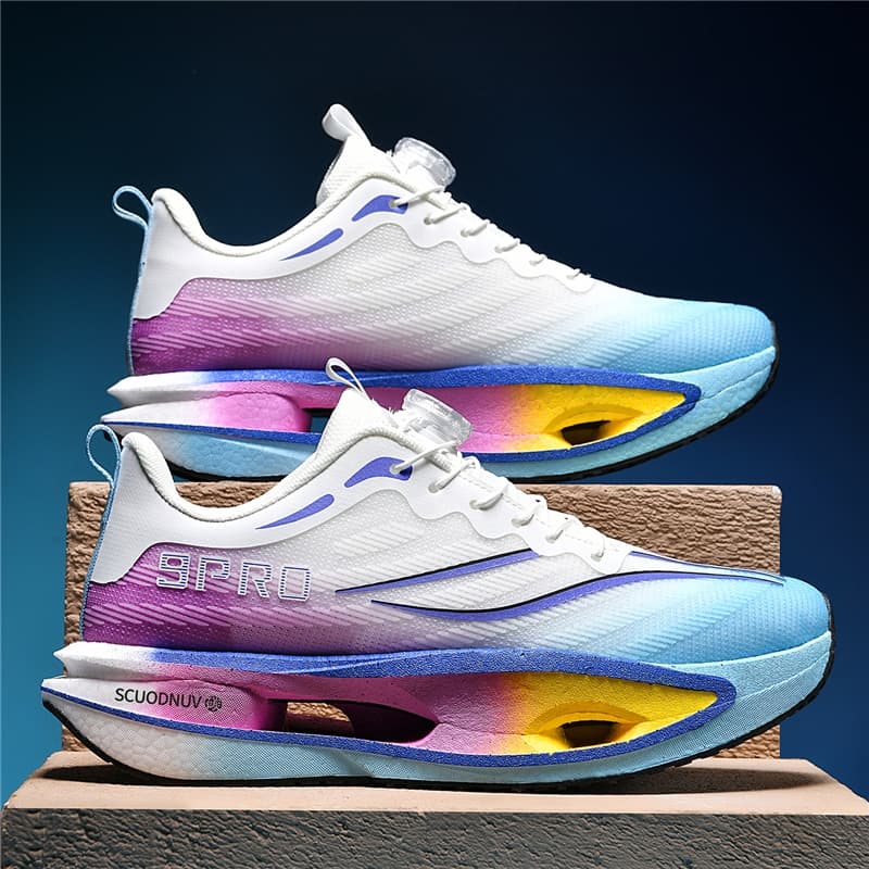 Primavera Outono Fivela Rotativa Dupla Camada Placa De Carbono Tênis De Corrida Masculino E Feminino