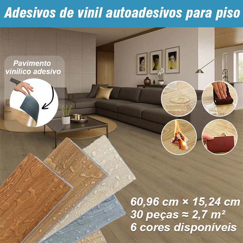 30/60/90 Peças Piso Painel Revestimento Vinílico Adesivo Lavável Madeira 60,96x15,24CM