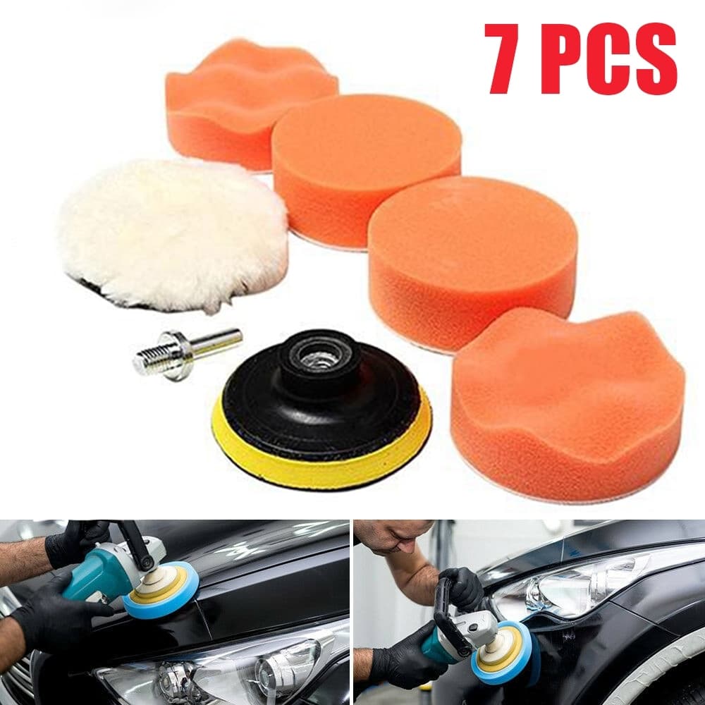 7 Peças Kit Boina Polimento Automotivo Espuma e Lã 3 Polegadas para Furadeira e Parafusadeira