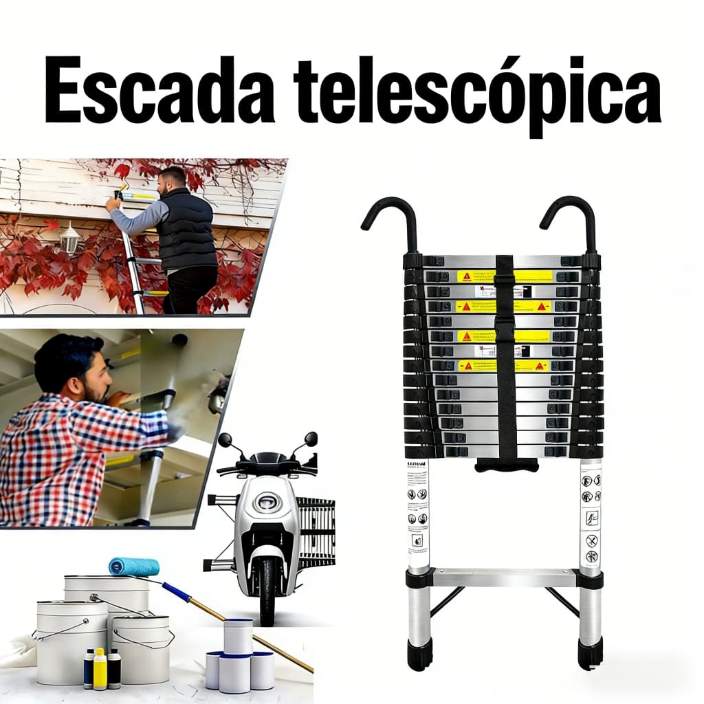 Escada Telescópica Multifuncional De  Opções De Comprimento: 2,6 Metros A 5,1 Metros