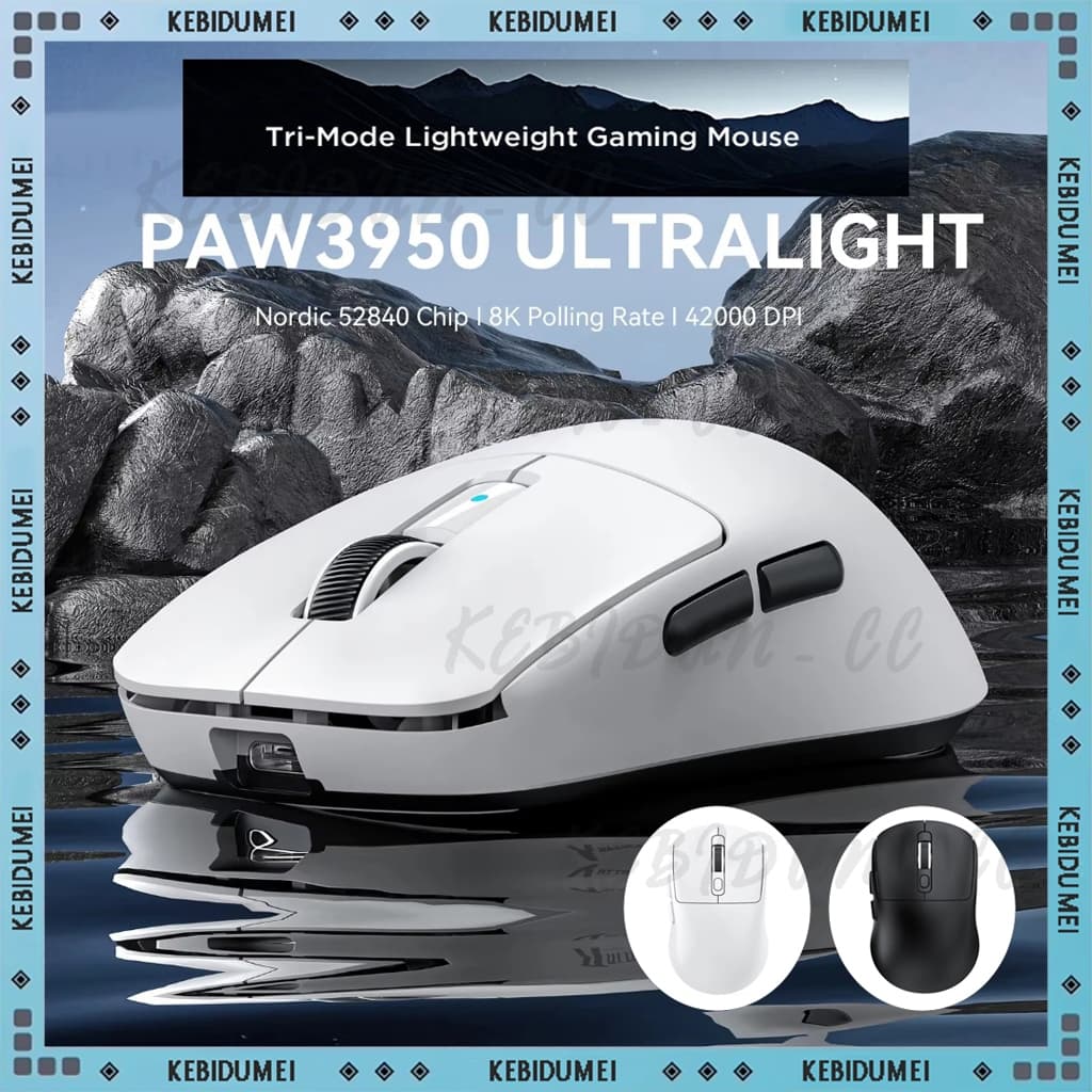 Mouse com fio / 2.4G / Bluetooth 8000 DPI Mouse de jogos Superlight Mute Mouse Tri-Mode Taxa de retorno 1000Hz PAW 3950