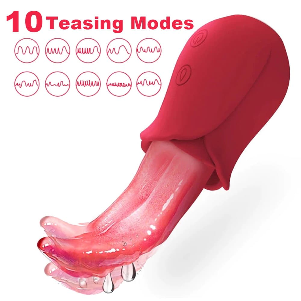 Rose Tongue Vibrator - APP Control, IPX7 Waterproof, 100% Discreet Shipping