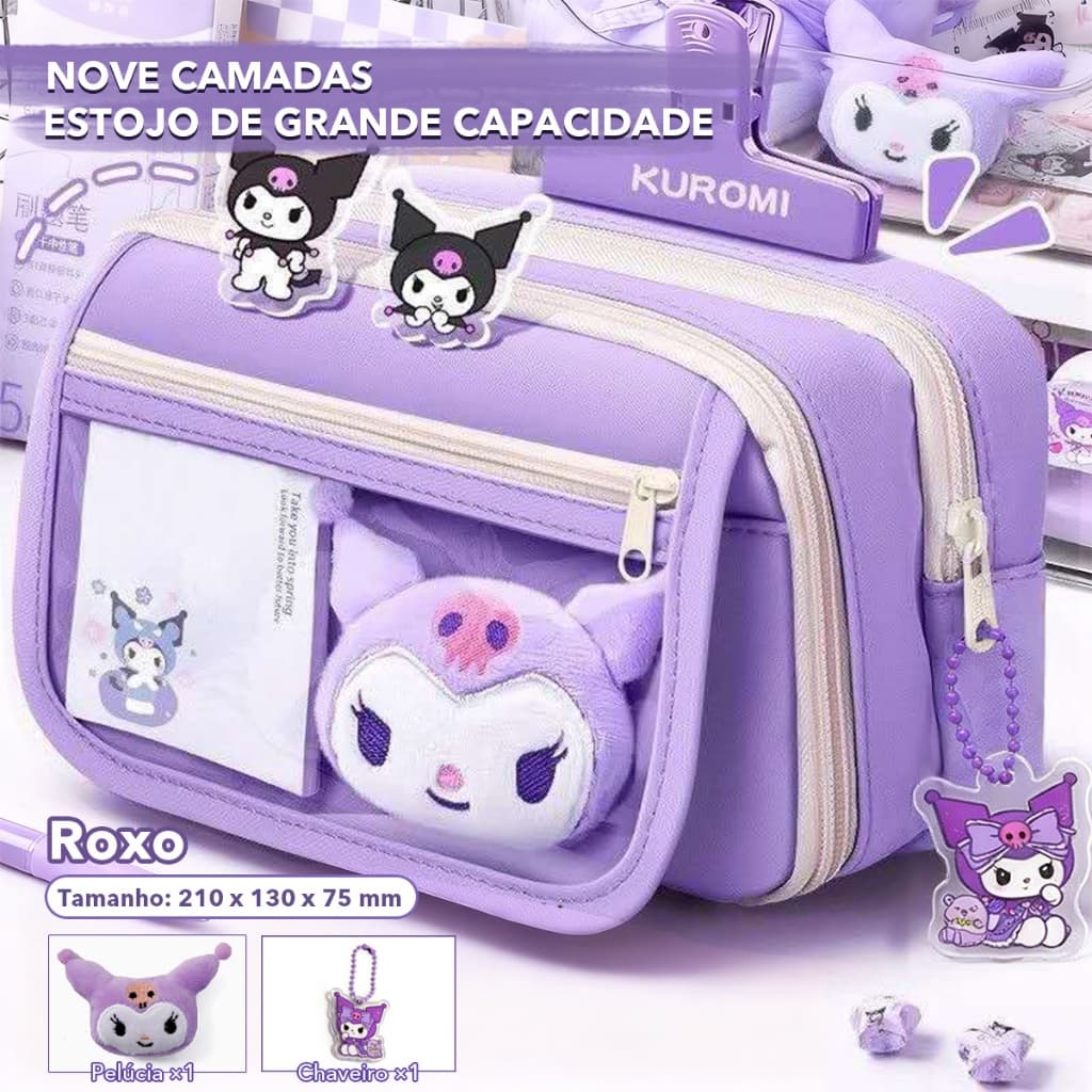 (Adesivo gratuito incluído) DIBEE Estojo transparente grande - Estojo de lona impermeável estilo coreano