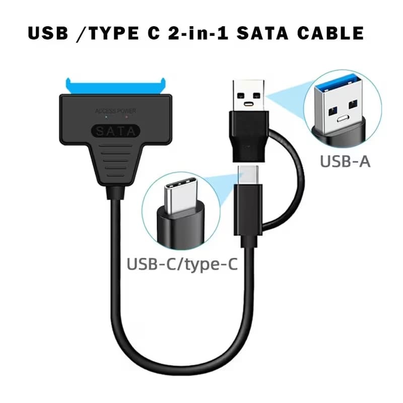 Cabo Sata Usb Dual 3.0 Leitor Hd Desktop SSD 2,5 CD-ROM + Entrada Fonte