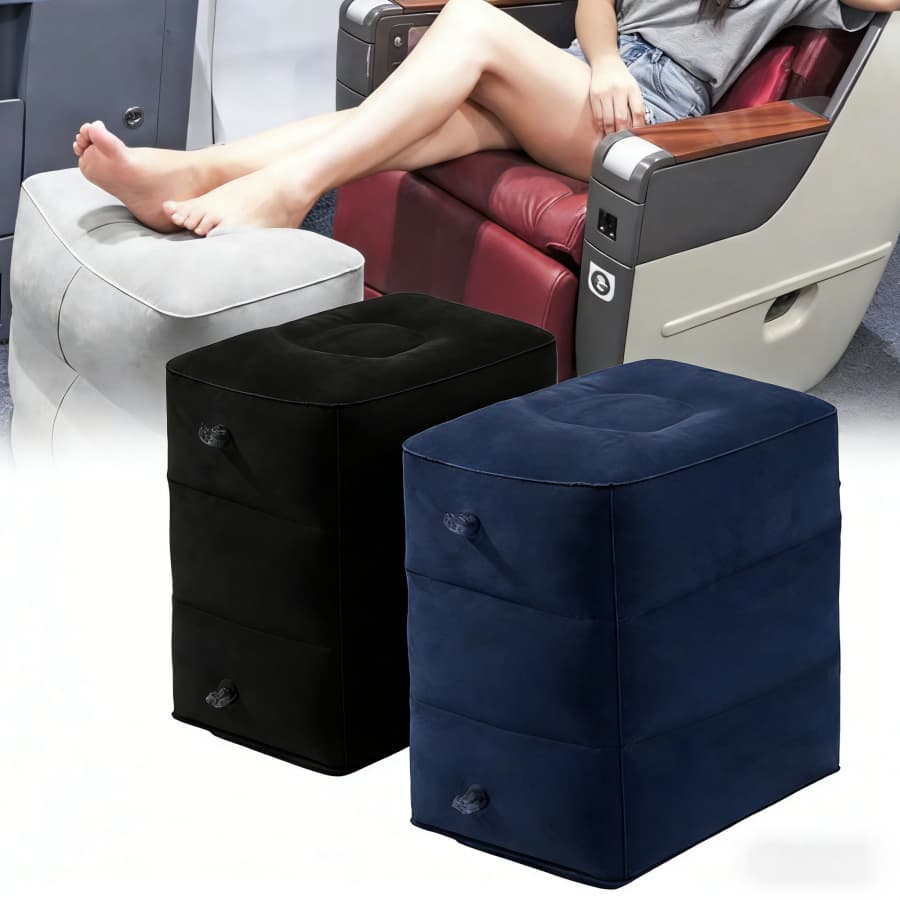 Almofada Apoio Descanso Pés Inflável Crianças Viagem Avião Carro