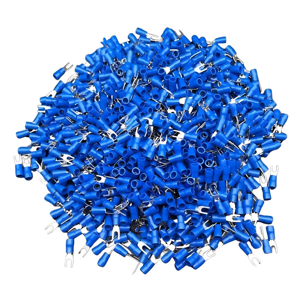 Kit 500 Terminais Ponteira Tipo Garfo Pré-isolados 1,5-2,5mm Azul