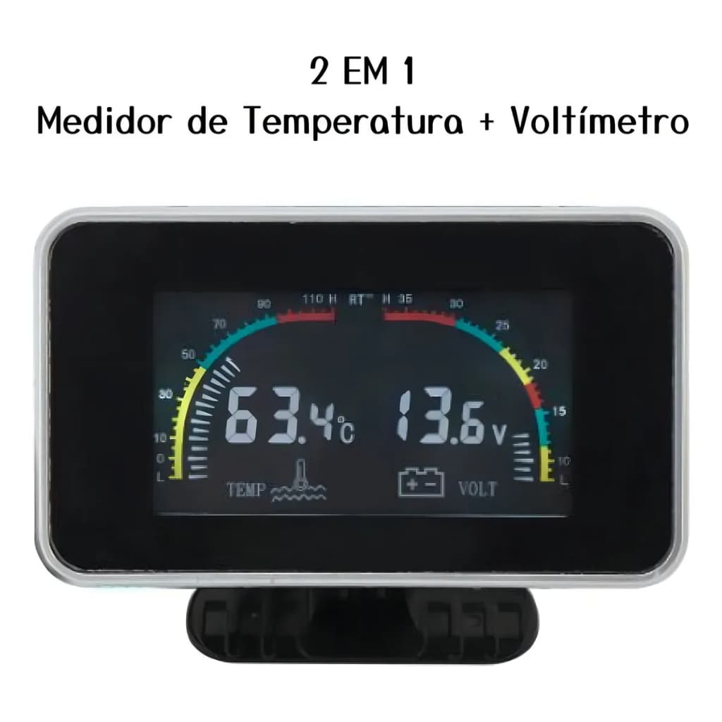 Voltímetro Digital Automotivo + Marcador De Temperatura Da Água