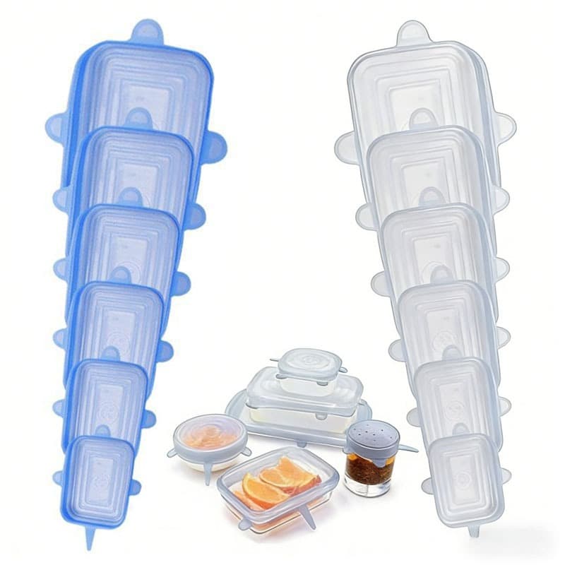 Tampa Quadrado Silicone Reutilizável Para Potes E Travessas Cozinha Flexivel Tampas Silicone