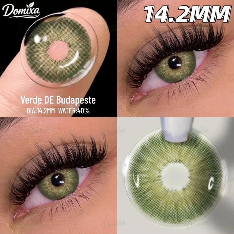 Lentes de contato de cor natural,2 lentes por embalagem,de contato descartáveis ​​anuais,de contato verdes, 14,0-14,5 mm