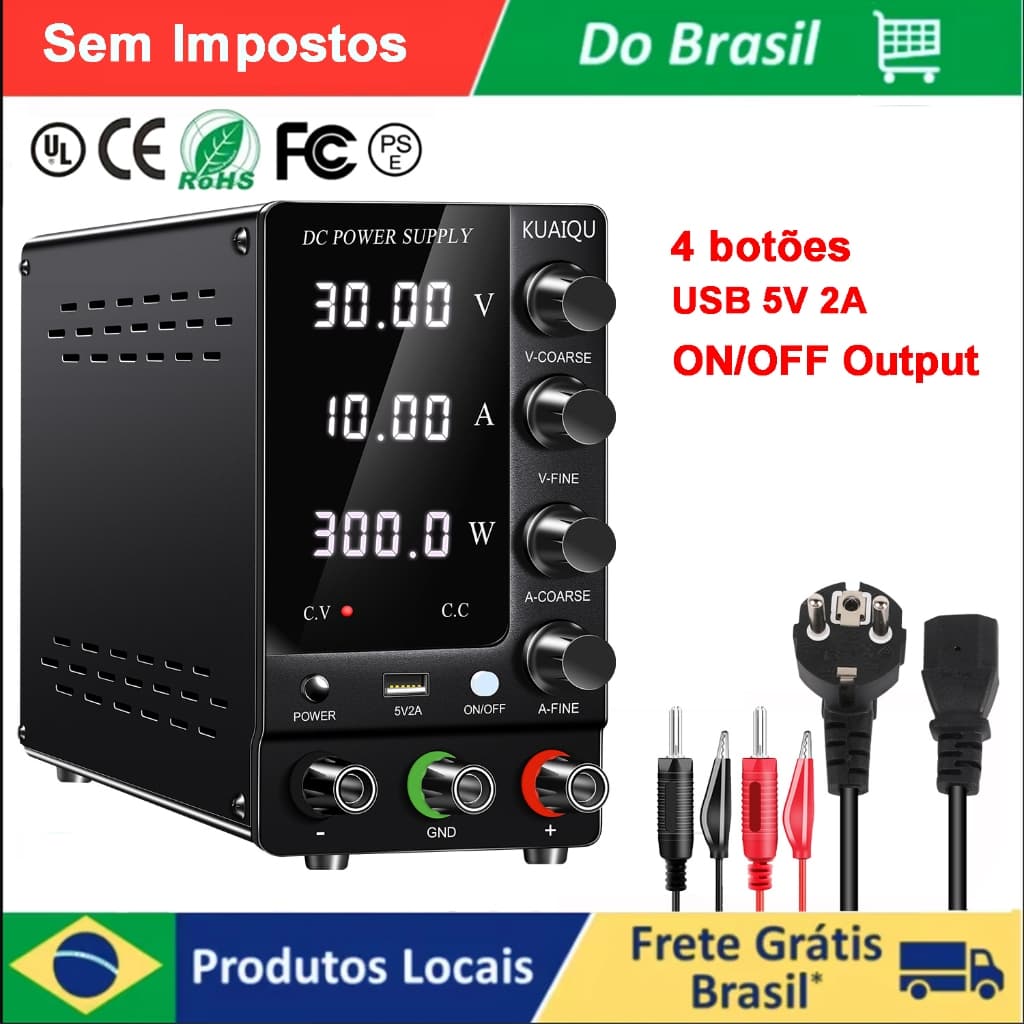 Fonte Digital KUAIQU SPS-C3010 Fonte de Bancada 32V 6A/120V 3A 110V/220VAC chave de saída Para reparação de telemóveis