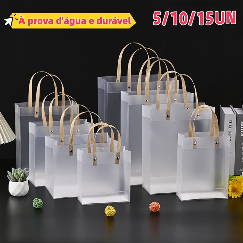 5 A 15 Sacola Plástica fosca transparente cristal emb. PVC lembrancinha presente