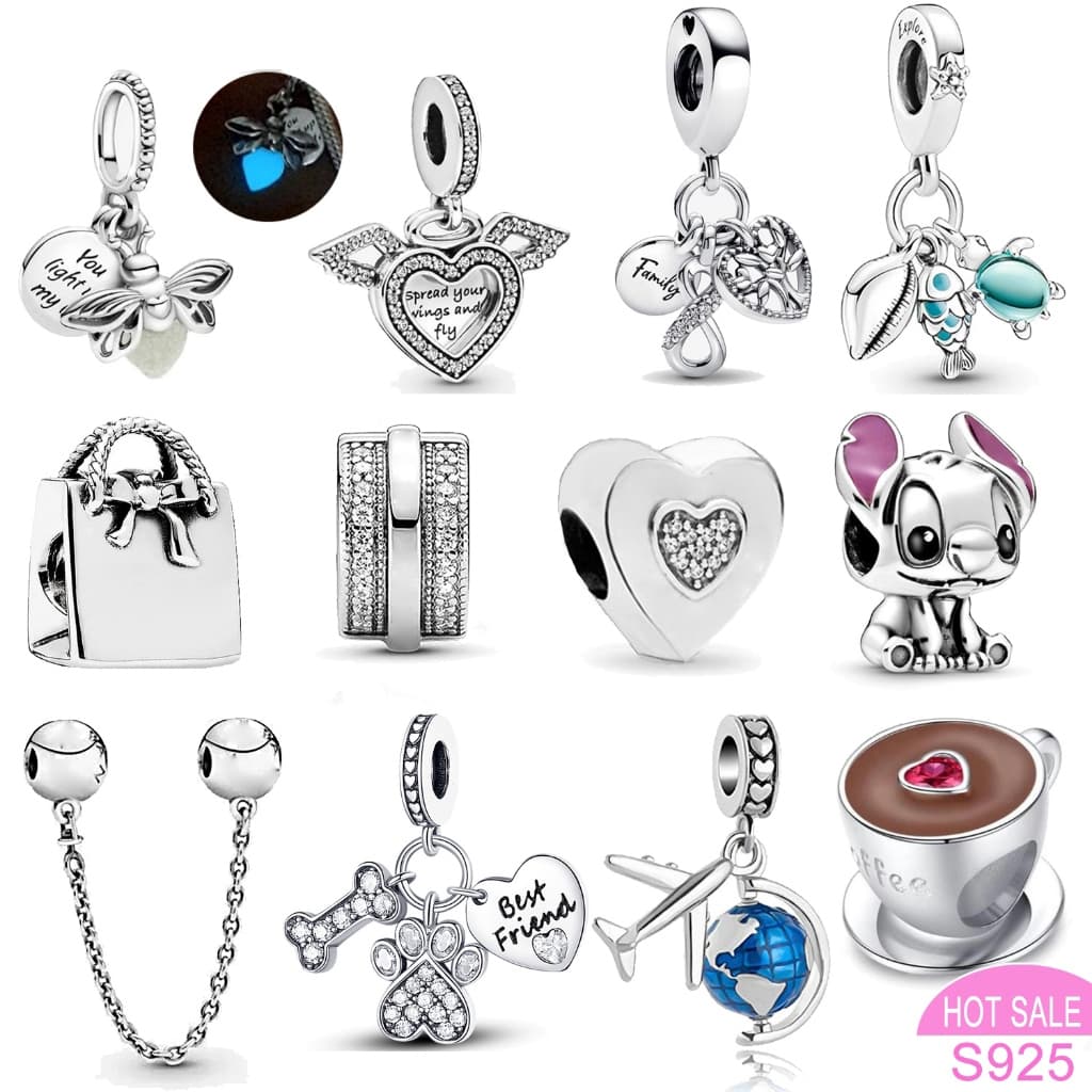 Berloque Prata 925 Separador Vagalume Pingentes Charme Firefly Luminosa Encantos Amuletos Clássicos