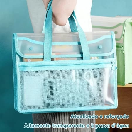 Pasta Impermeável para Documentos Bolsa Escolar de Mão para Material, Pasta para Provas