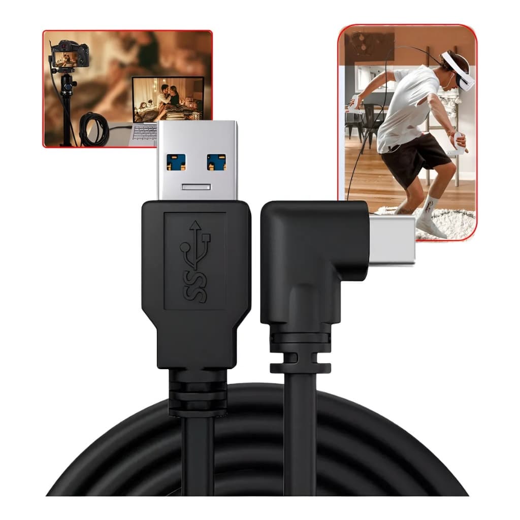 Cabo Dorn 60w 5gpbs Usb-c 3m Para Oculus Quest 2. Usb-a Para Usb-c 3 Metros