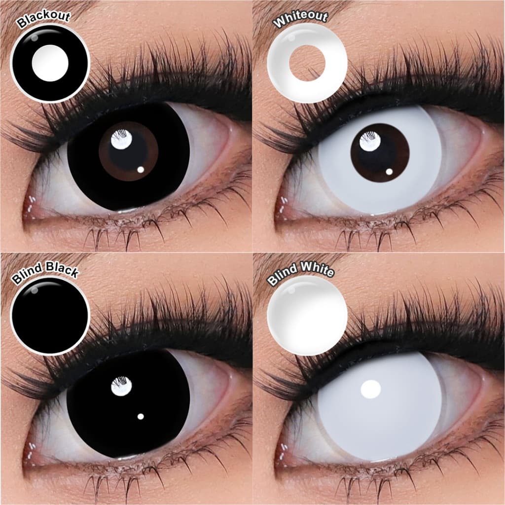 Magister Lente De Contato Halloween Preta/Branca Cosplay 14.5mm Lente Colorida Uso Anual 2 Peças