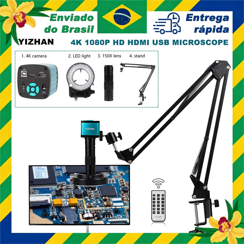 YIZHAN 2K 4K Digital Microscópio Profissional HDMI/USB/VGA 13MP 48MP Controle Remoto Suporte Articulado Para Reparo