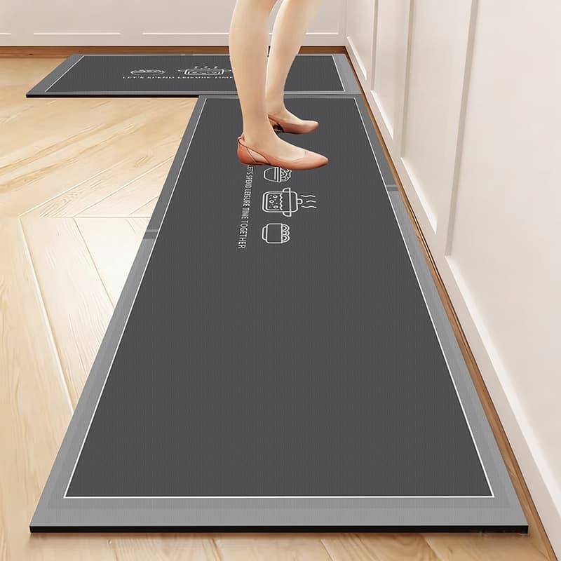 Kit 2 Tapetes de Cozinha - Base de Borracha Antiderrapante, Absorvente e Fácil de Limpar 120x34cm + 60x34cm