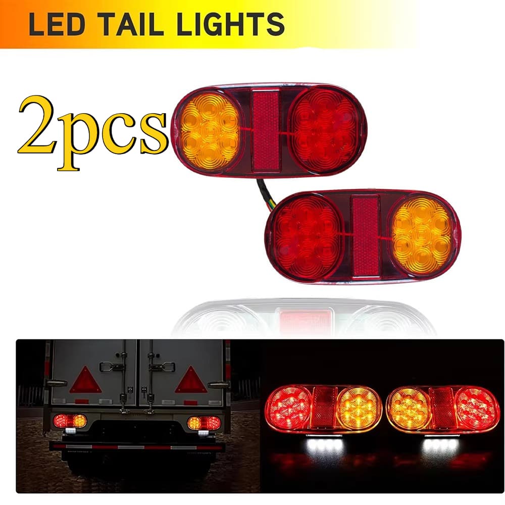 Um par de luz traseira Oval, com 28 LEDs, 12V/24V, adequado para caminhões e caminhões, luzes de freio e sinais de mudan