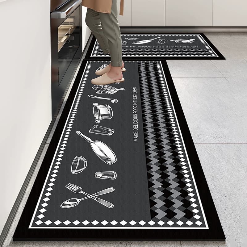 Kit 2 Tapetes de Cozinha Premium - Antiderrapante, Alta Absorção e Secagem Rápida 120x34cm + 60x34cm