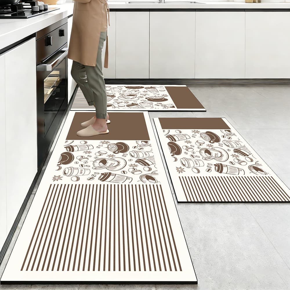 Kit 3 Tapetes de Cozinha Premium Tamanho Grande - Antiderrapante, Absorvente e Secagem Rápida 160x50cm + 80x50cm*2