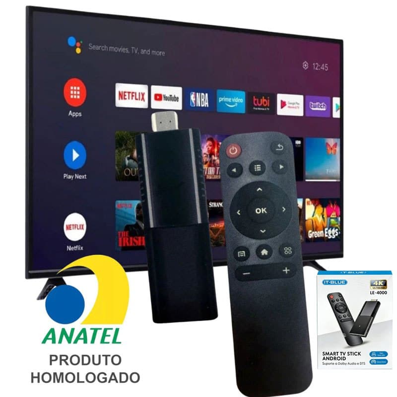 TV Stick Android 13.1 4K Ultra HD Dolby Digital-Transforme Sua em Smart com Wi-Fi