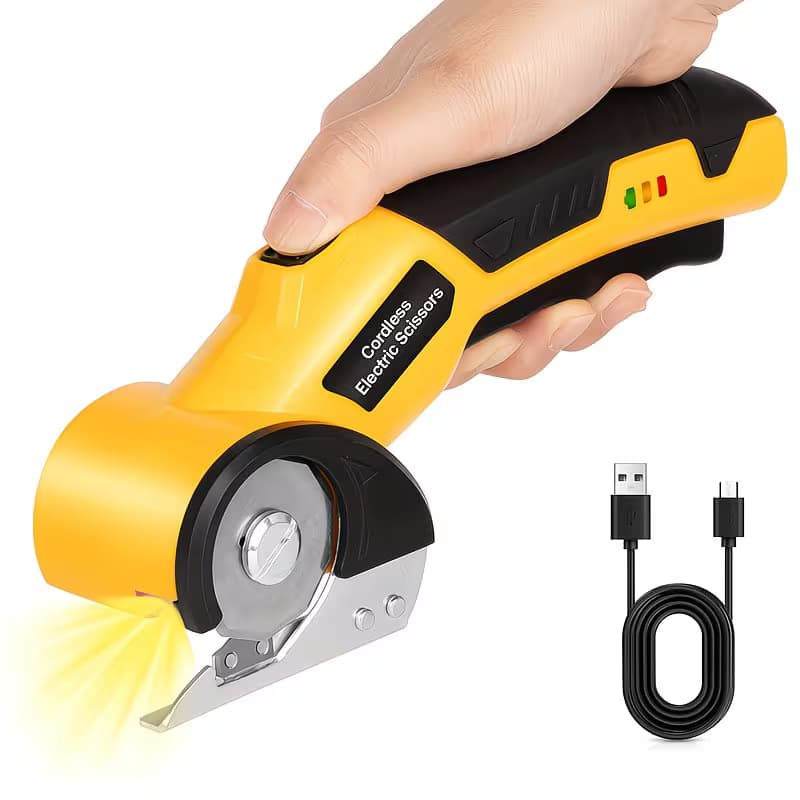 Tesoura Elétrica Cortador De Tecido Rotativo Bateria Longa Duração