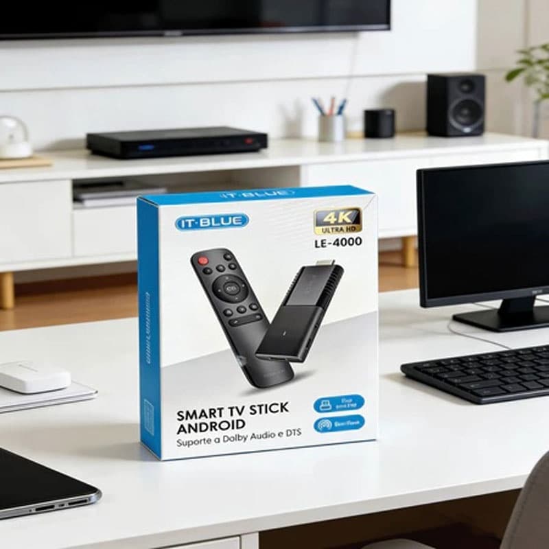 Sistema Stick 4K Ultra HD Android-512 Gb + 1 Tb , Controle por Voz Bluetooth , Wi-Fi 5G , HDMI