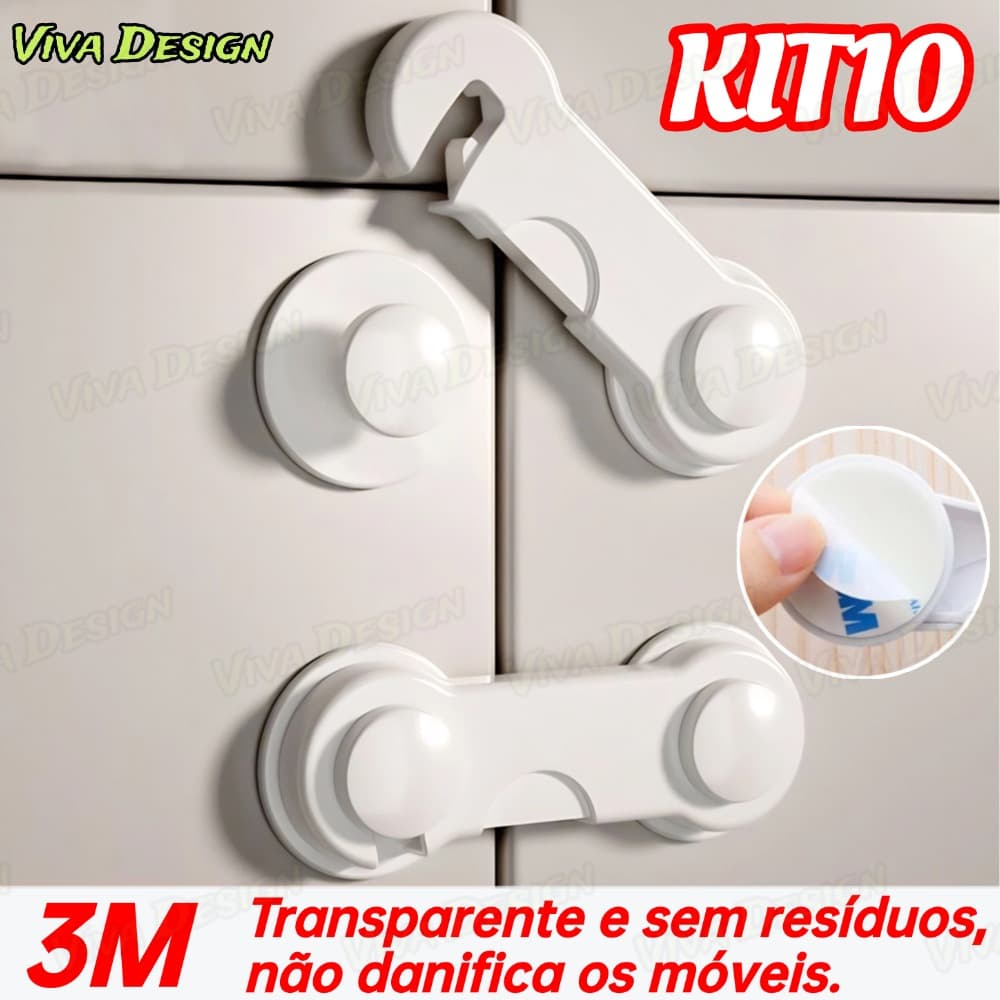 Kit 10 Travas Para Gaveta Porta Armário Segurança Bebê - Opção de cores