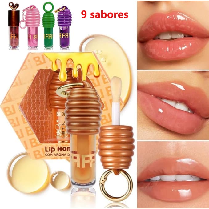 Gloss Labial Hidratante LipHoney + Sabores (Morango, Manga, Uva,etc | Brilho Intenso Estilo Fran