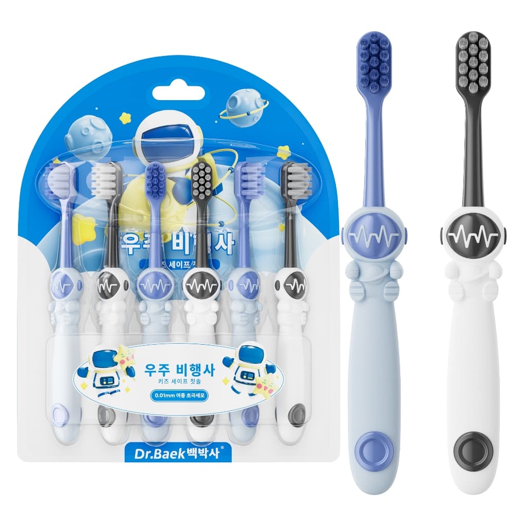 Dr.Baek Escova Infantil Astronauta,6000+ Cerdas Ultrafinas com Íons de Prata,3-12 Anos