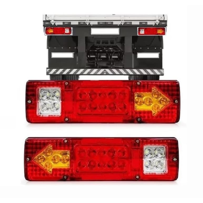 Par Lanterna Traseira Caminhão Carretinha Led 12V 29,5cm Luz Seta Ré Freio