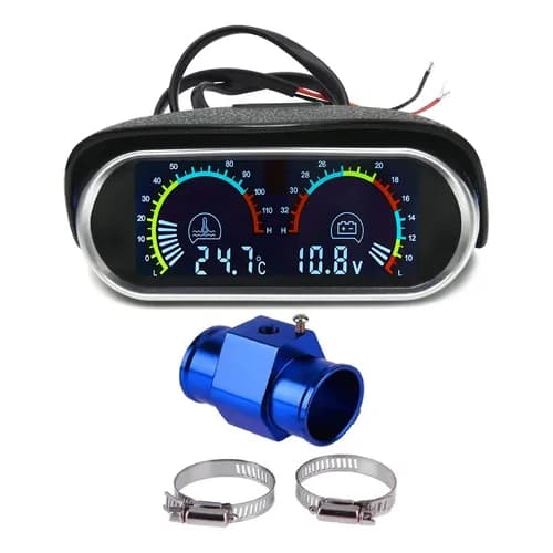 Medidor De Temperatura Automotivo + Voltímetro Com Adaptador