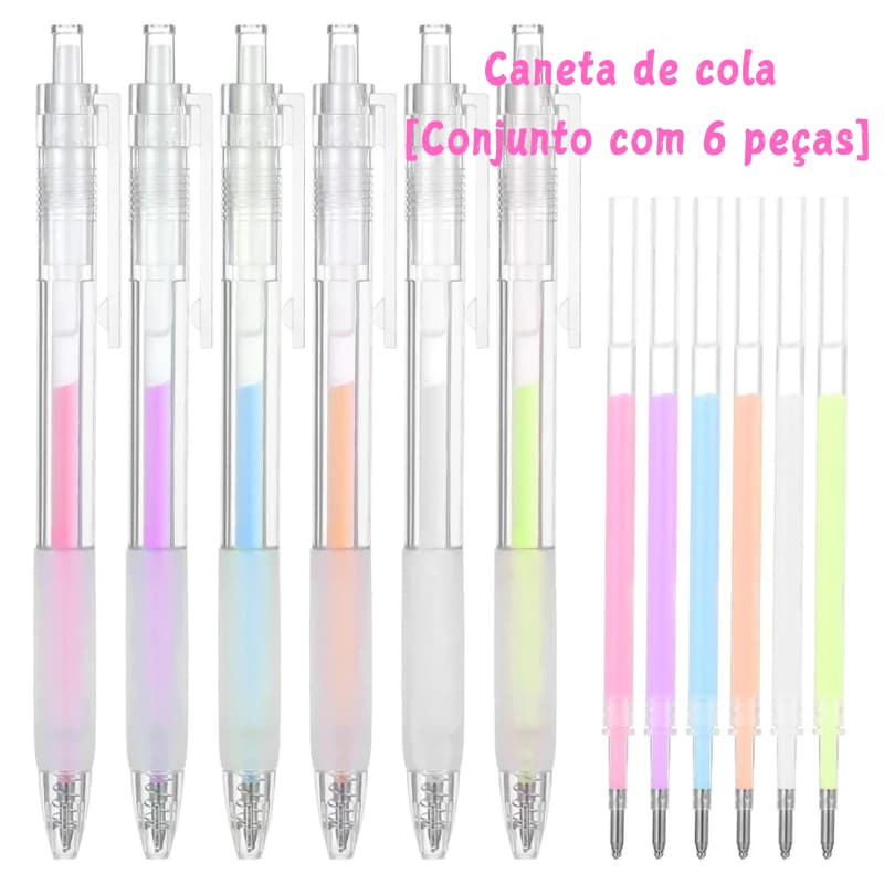 Conjunto de 6 peças/caneta cola em forma de caneta cola líquida manual caneta cola ponto cola