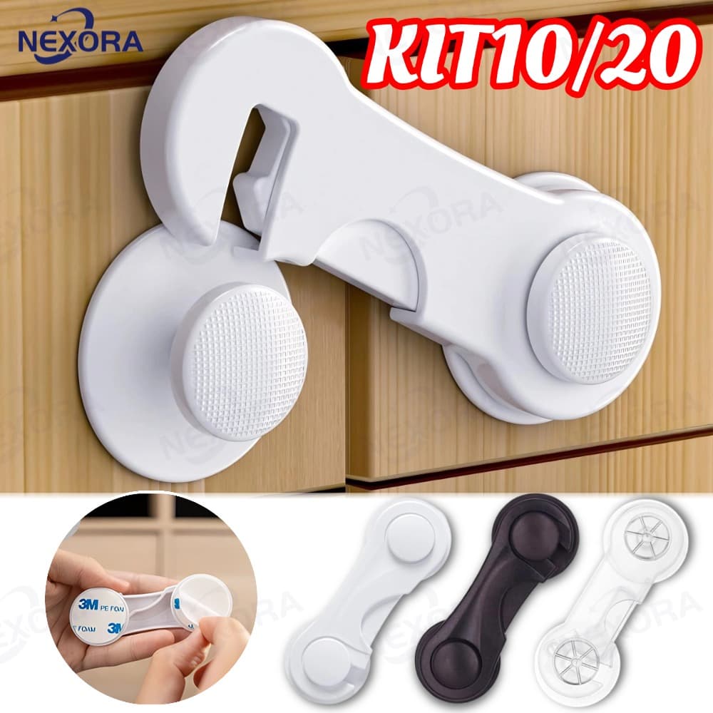 Kit 10 Travas Para Gaveta Porta Armário Segurança Bebê - Opção de cores