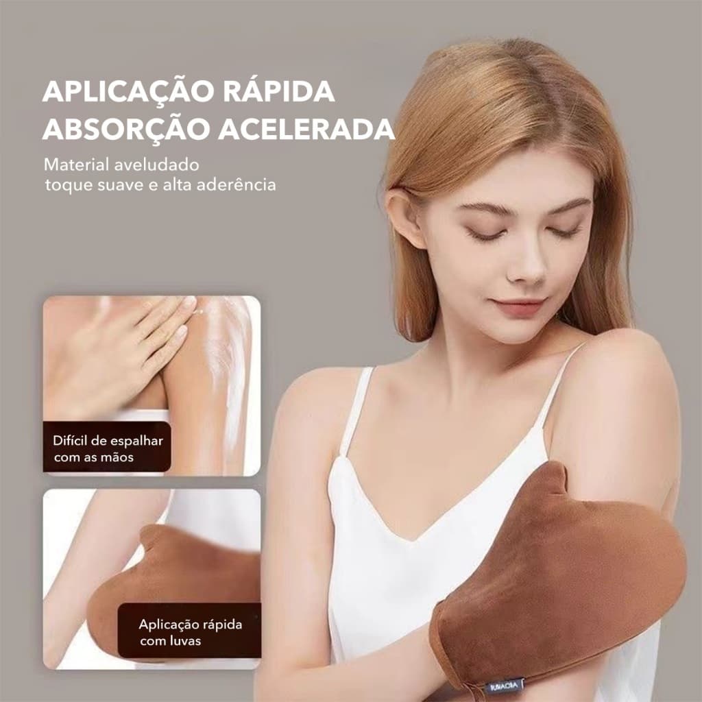 Luvas para aplicação de loção corporal e óleo bronzeador — aplicação rápida, adequadas para protetor solar