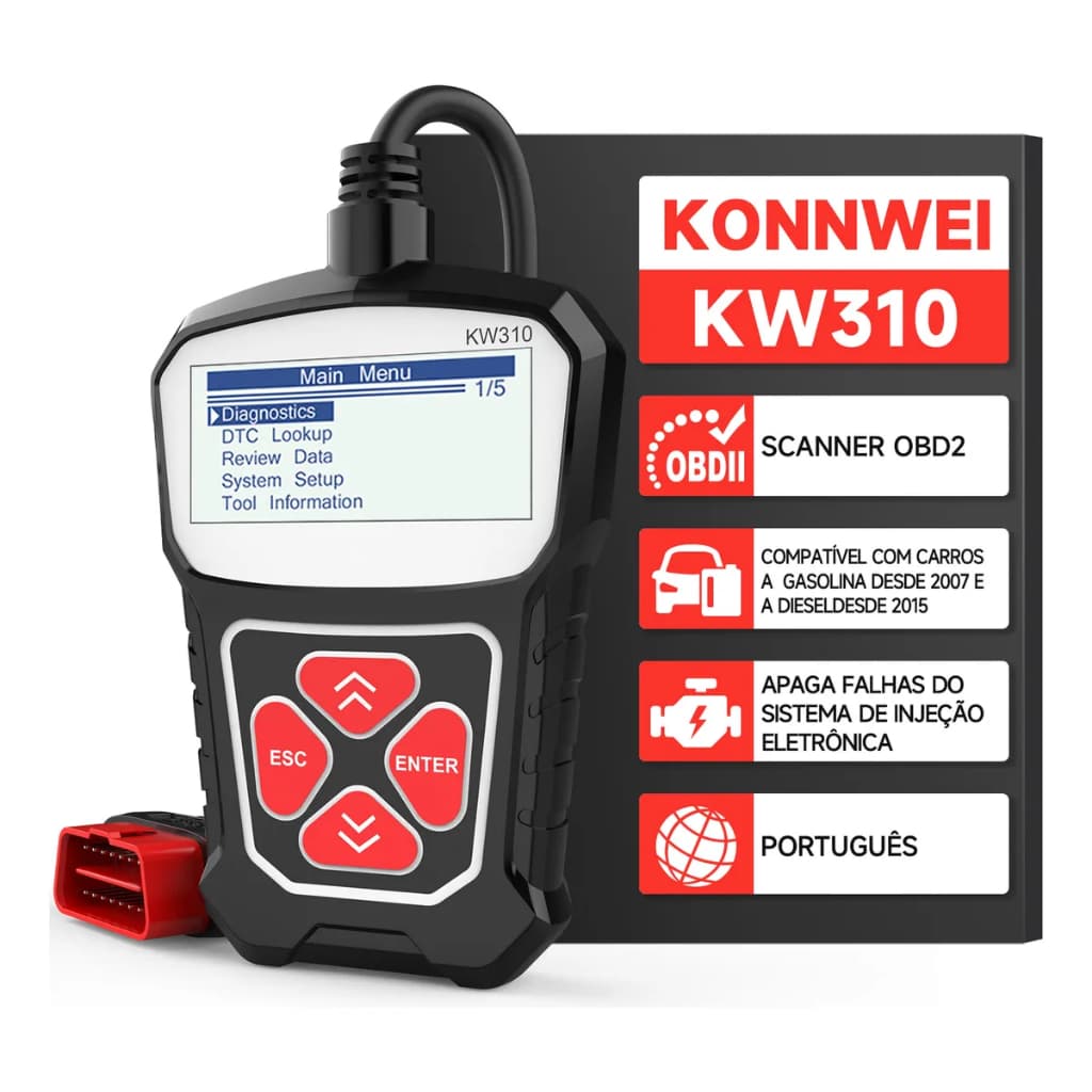 KONNWEI KW310 Scanner Automotivo Ferramenta De Diagnóstico Para Ler E Apagar Falhas Do Motor para Fiat/GM/VW/Ford/Chevro
