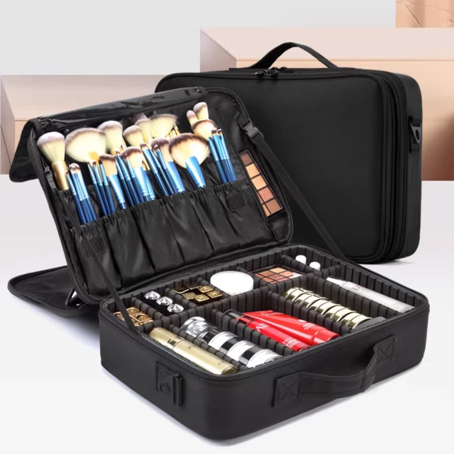 Maleta de Maquiagem e Câmera Profissional Pequena Com Divisórias