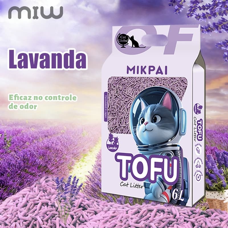 MIW 4kg Areia Biodegradável para Gatos – Grãos Finos 1.5mm de Tofu com Carvão de Bambu