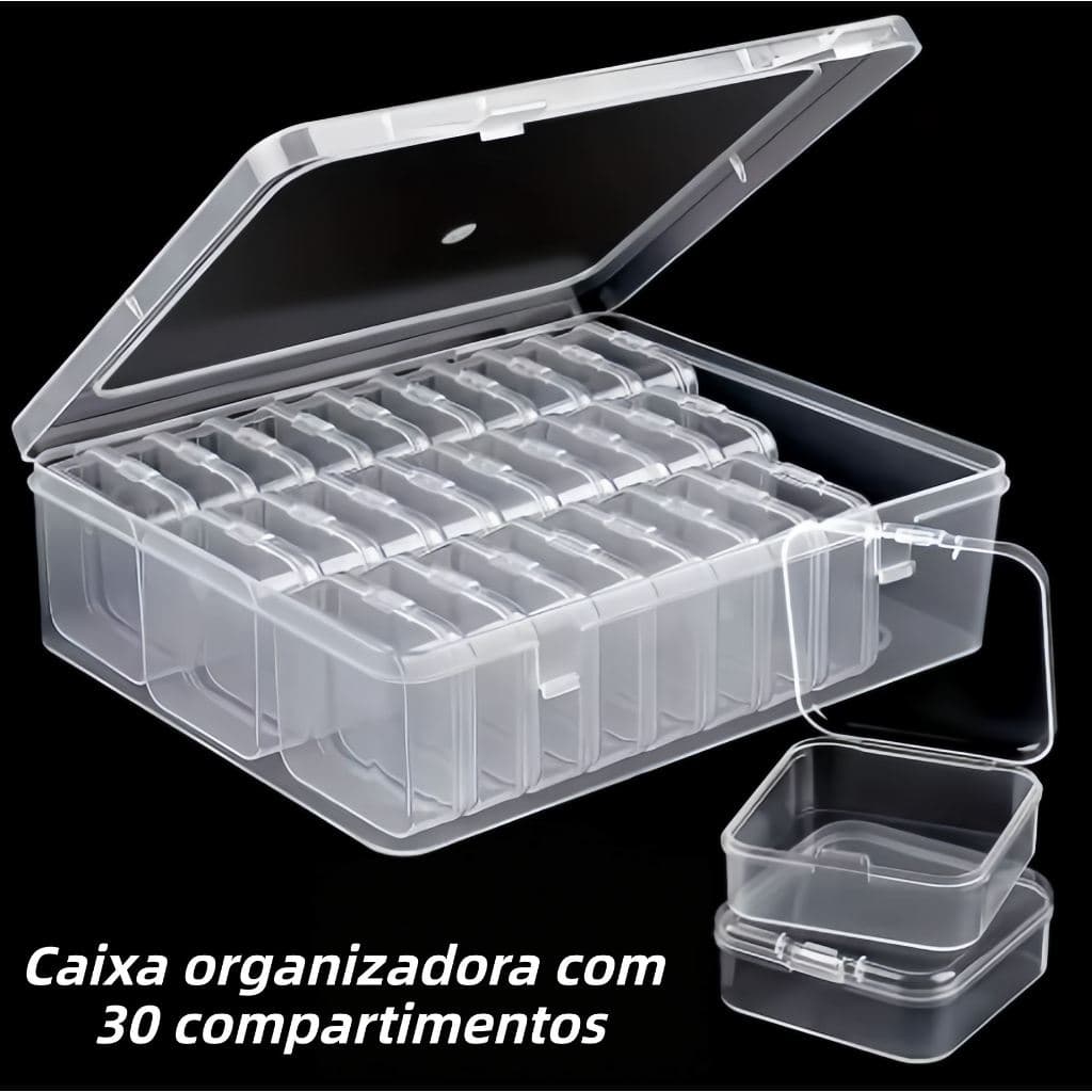 Caixa Organizadora com 30 potinhos. Organizador para acessórios, miçangas e itens em geral