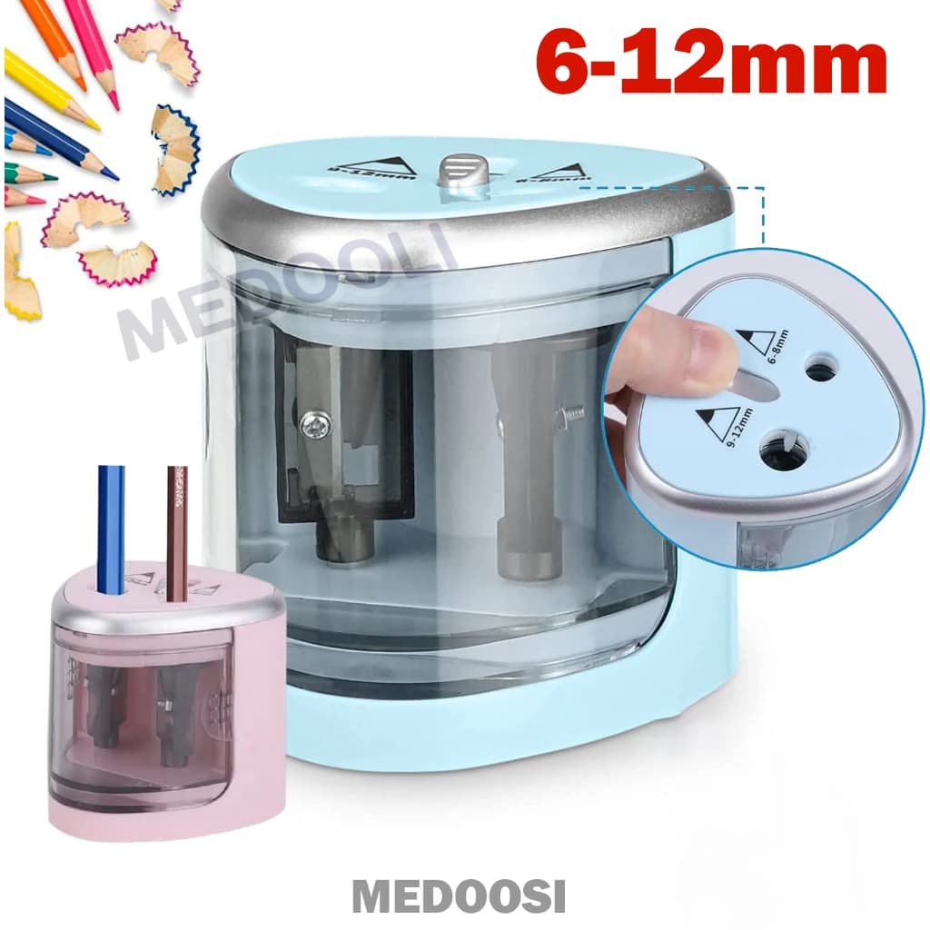 Afiador Elétrico Bateria Furo Duplo Lápis de 6-12mm para estudantes artistas em casa escola sa