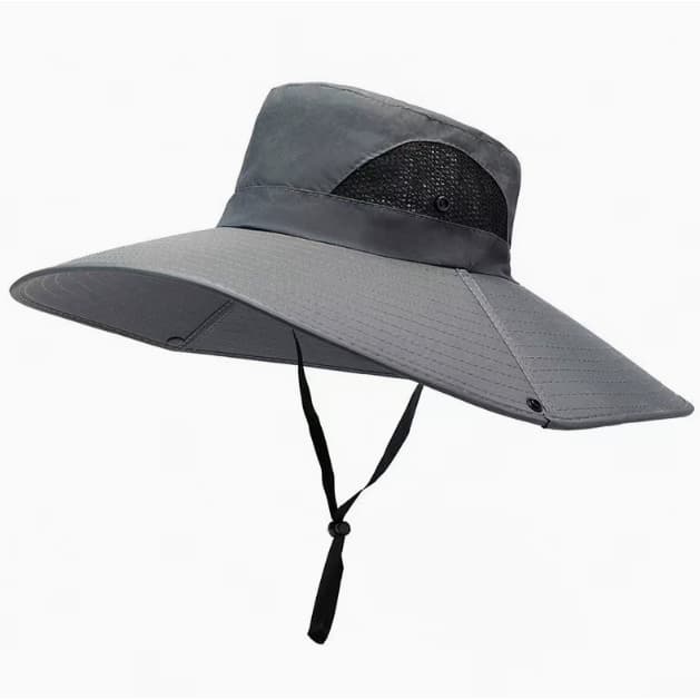 Chapéu de sol unissex de verão - malha de poliéster respirável, aba larga de 12 cm, protetor solar ao ar livre