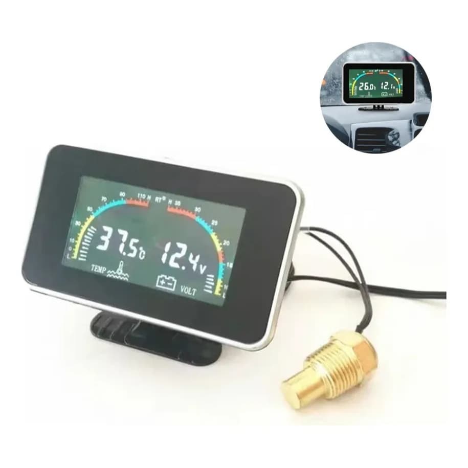 Voltímetro Digital Automotivo + Marcador Temperatura Da Água