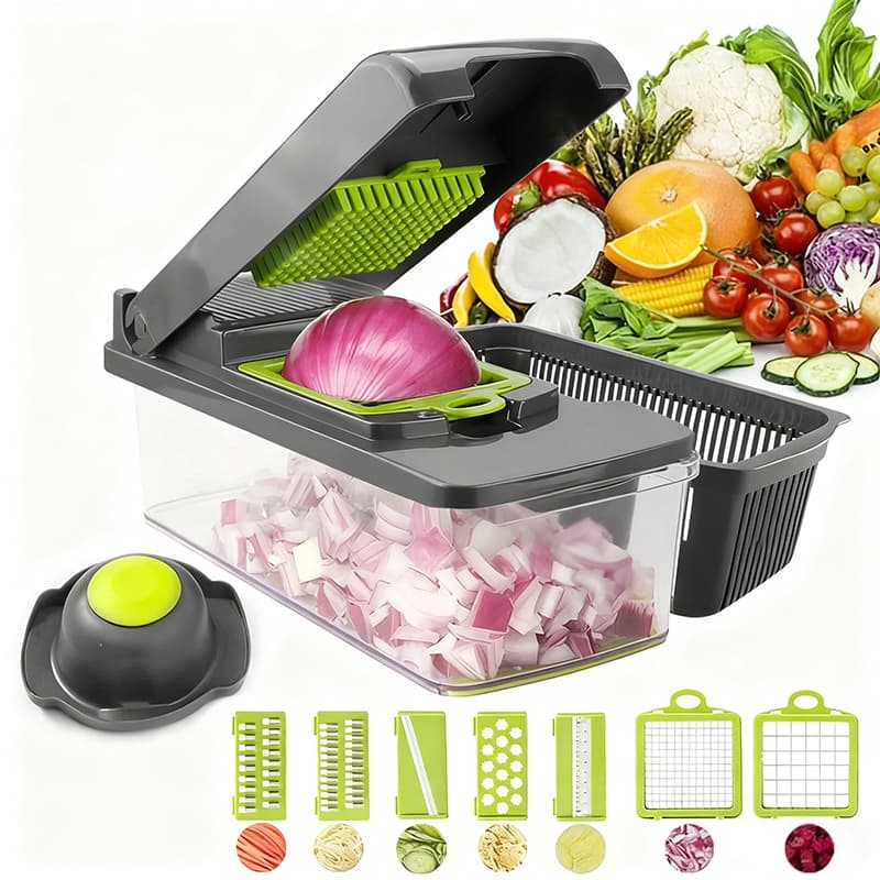 Profissional Multiuso Cozinha Slicer Aço Inox 18 em 1 Fatiador Cortador Ralador